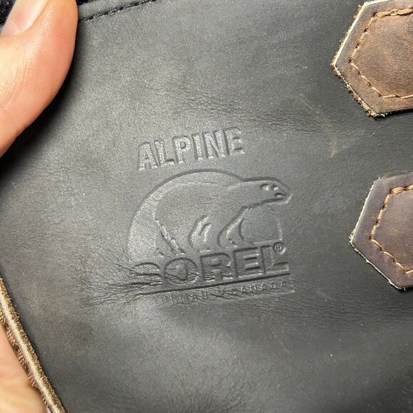 Sorel Alpine Black Gray Leather Waterproof Insulated Winter Boots Women Sz 7 - Picture 7 of 8